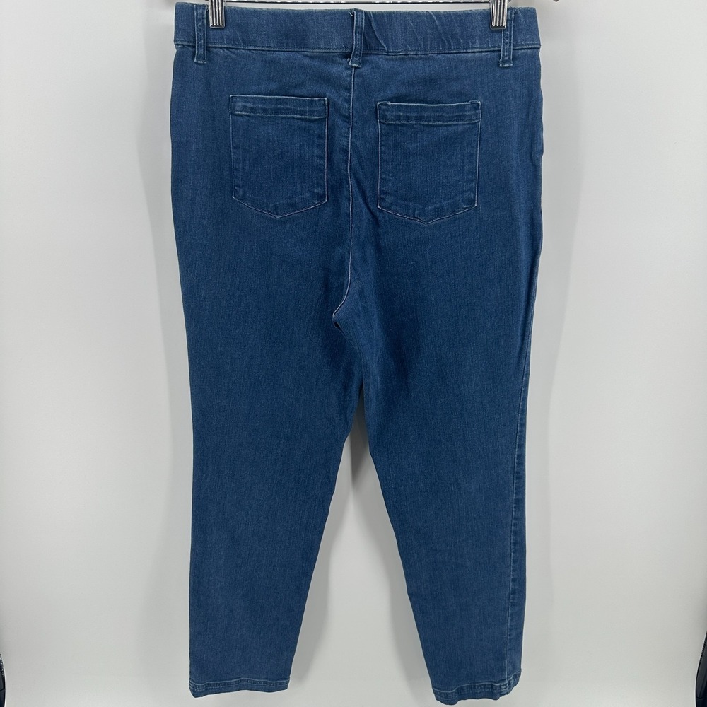Intro Love the Fit Jeans Womens M Blue Stretch Denim Pull On Straight High Rise - Picture 2 of 8